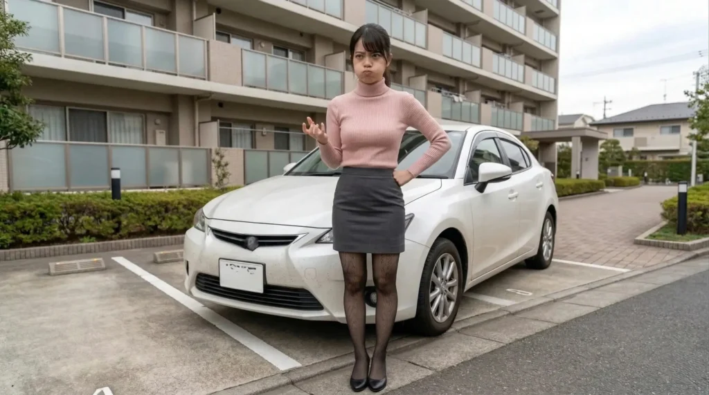 無断駐車れて怒っているあおい